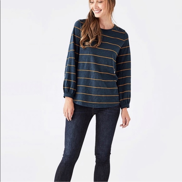 Matilda Jane "Moments With You" Striped Tee w Gathered Sleeves w MEASUREMENTS - Picture 2 of 12